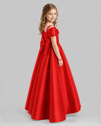 Red A-line Girls Formal Dresses Back