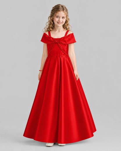 Red A-line Girls Formal Dresses Front