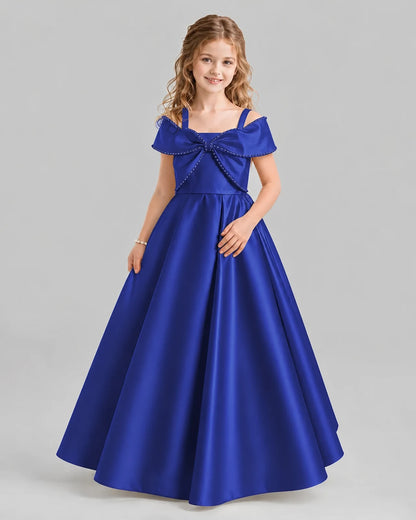 Royal Blue A-line Girls Formal Dresses Pose