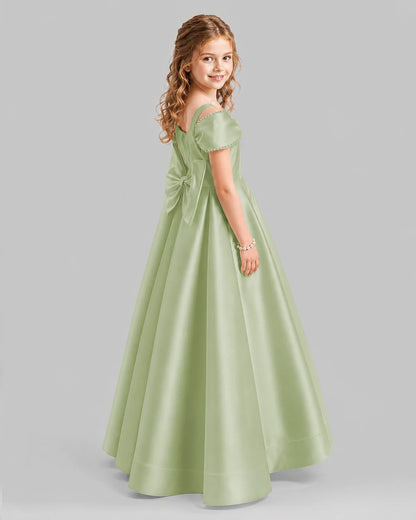 Sage Green A-line Girls Formal Dresses Back