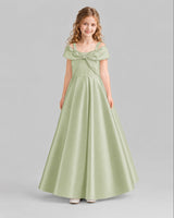 Sage Green A-line Girls Formal Dresses Front