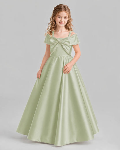 Sage Green A-line Girls Formal Dresses Pose