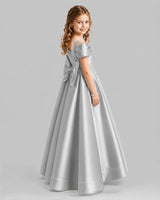 Silver A-line Girls Formal Dresses Back