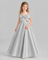Silver A-line Girls Formal Dresses Pose