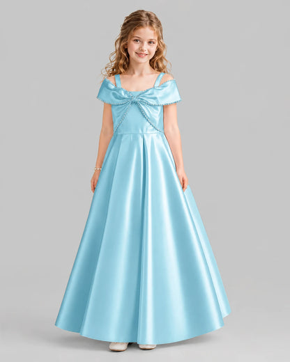 Sky Blue A-line Girls Formal Dresses Front