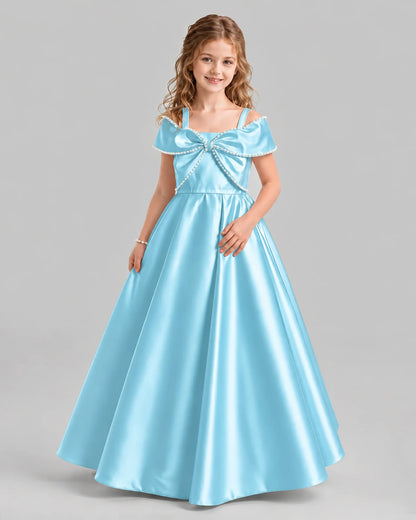 Sky Blue A-line Girls Formal Dresses Pose