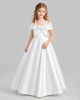 White A-line Girls Formal Dresses Pose