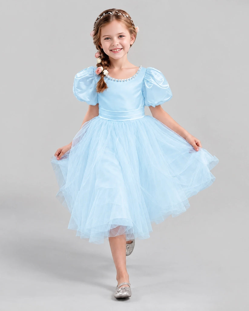 Baby Blue A-line Girls Formal Dresses Pose