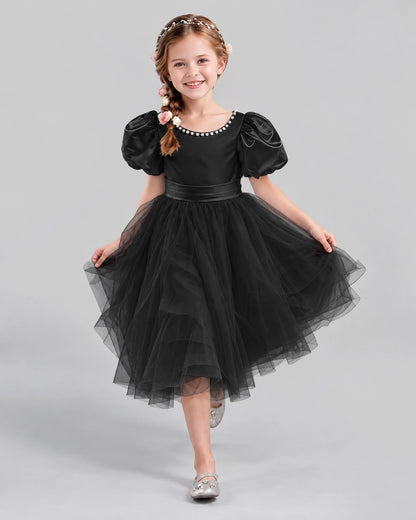 Black A-line Girls Formal Dresses Pose