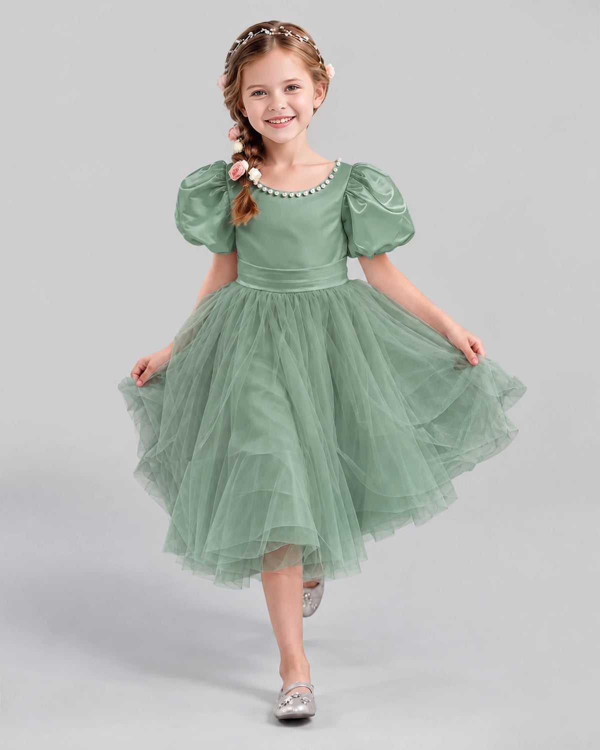 Eucalyptus A-line Girls Formal Dresses Pose