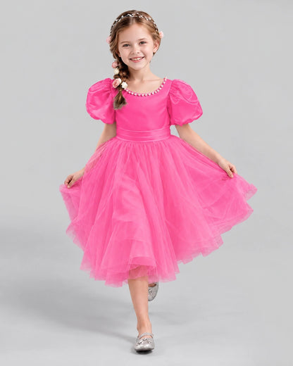 Hot Pink A-line Girls Formal Dresses Pose