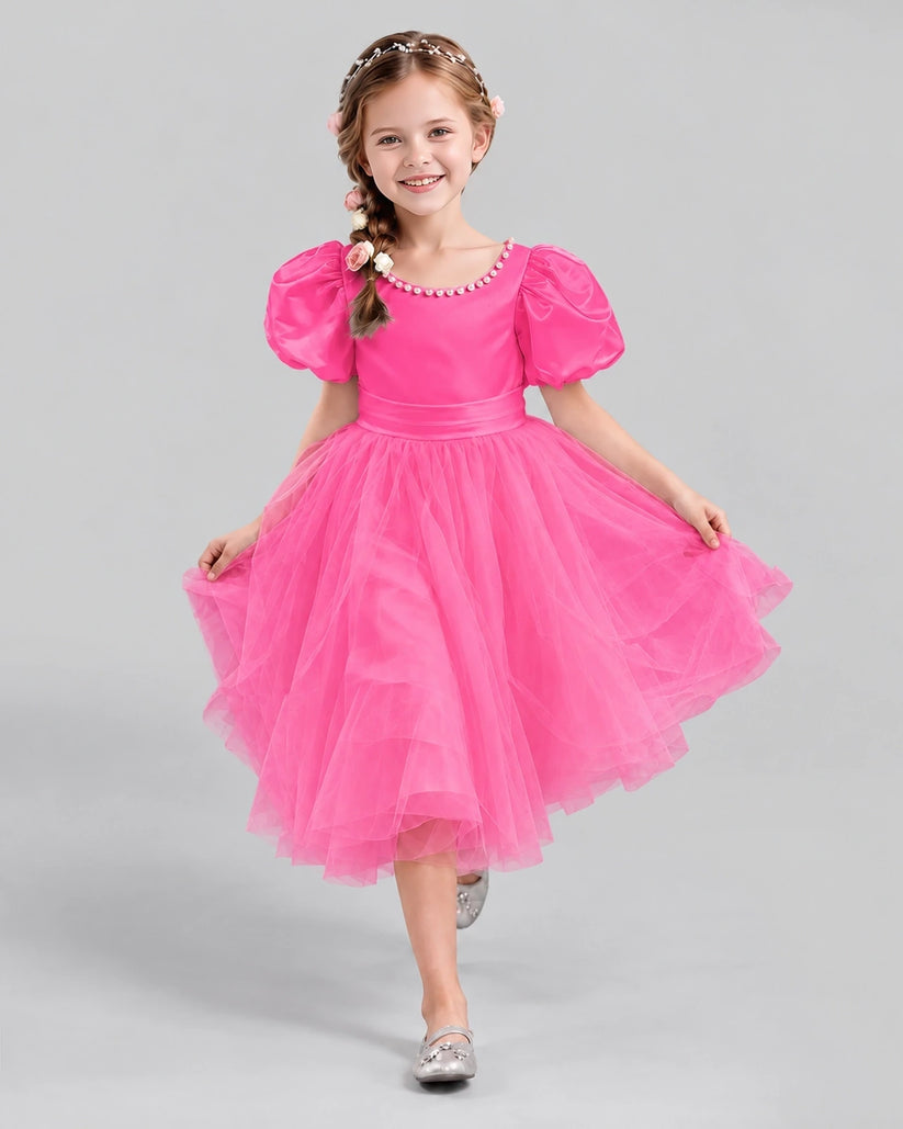 Hot Pink A-line Girls Formal Dresses Pose