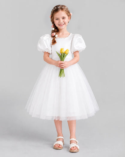 Ivory A-line Girls Formal Dresses Front