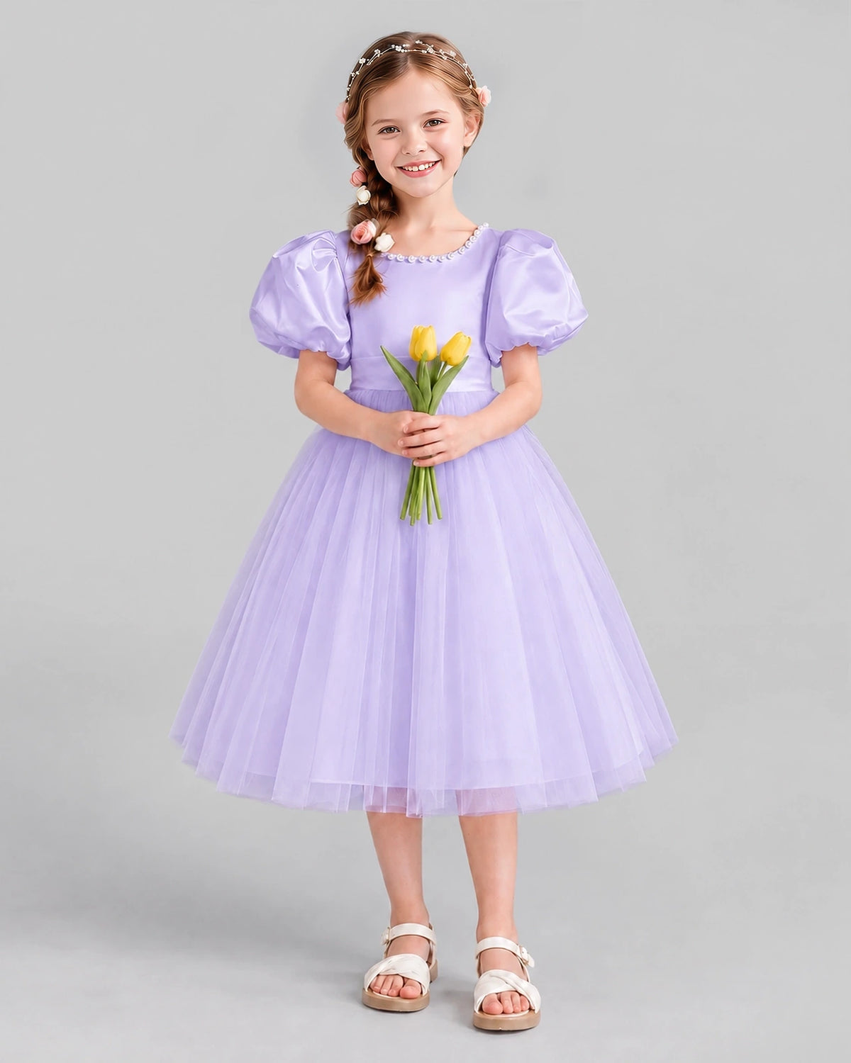 Lavender A-line Girls Formal Dresses Front
