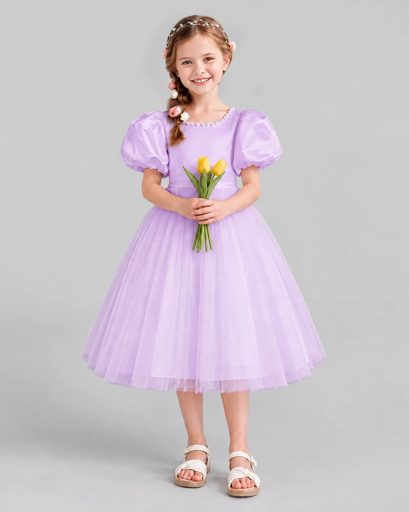 Lilac A-line Girls Formal Dresses Front