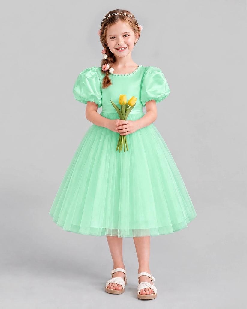Mint Green A-line Girls Formal Dresses Front