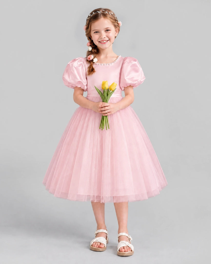 Pink A-line Girls Formal Dresses Front