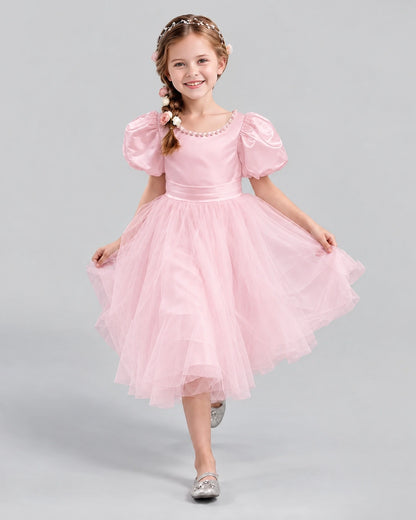 Pink A-line Girls Formal Dresses Pose