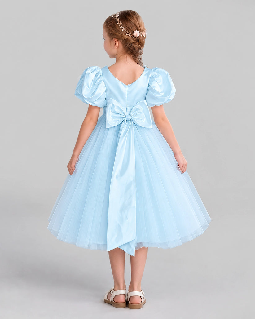Baby Blue A-line Girls Formal Dresses Back