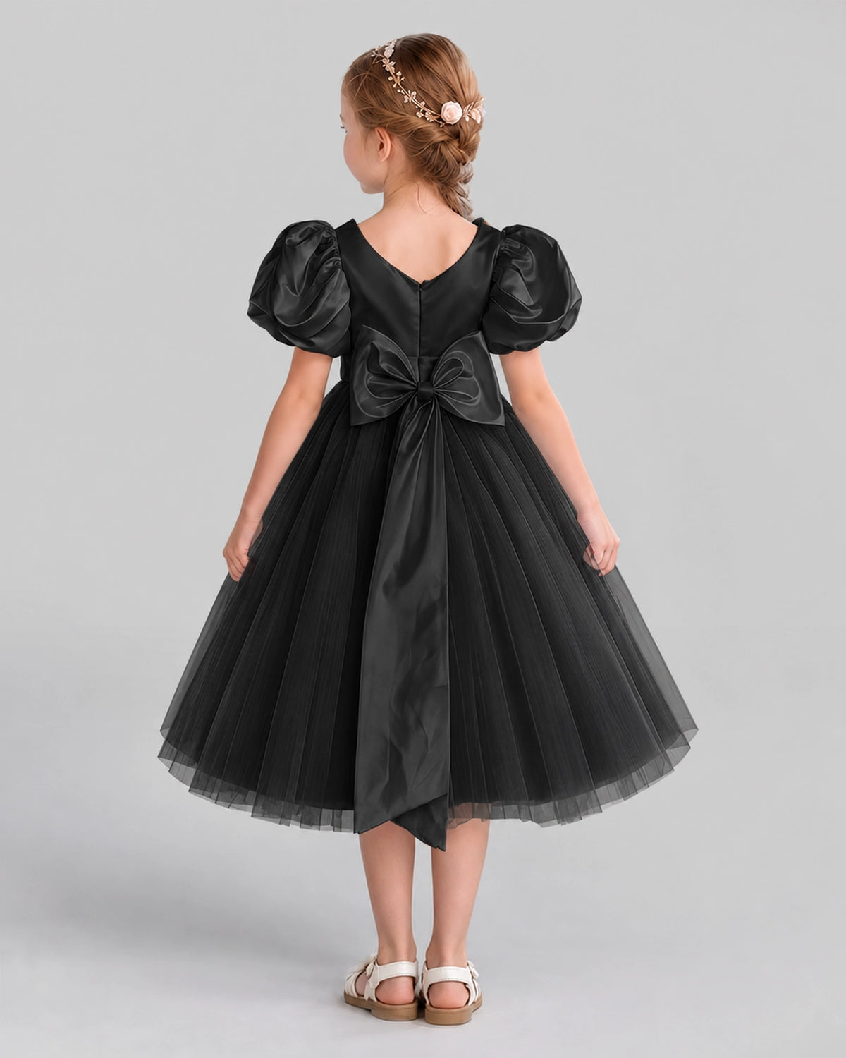 Black A-line Girls Formal Dresses Back