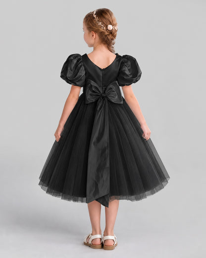 Black A-line Girls Formal Dresses Back
