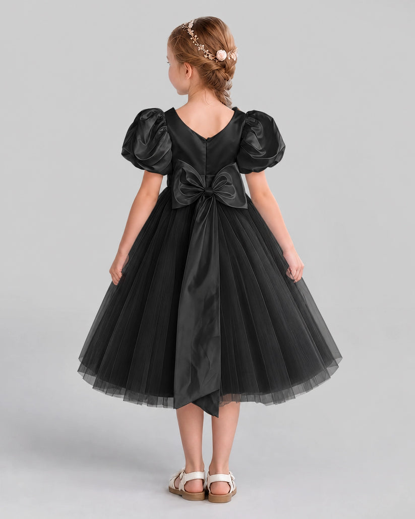 Black A-line Girls Formal Dresses Back