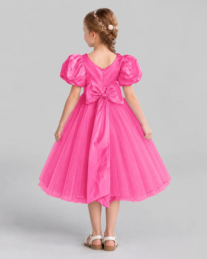 Hot Pink A-line Girls Formal Dresses Back