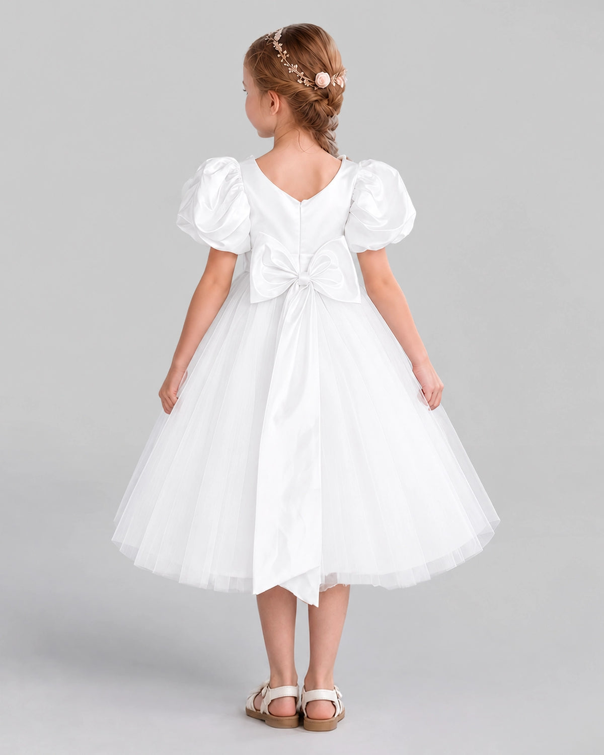 Ivory A-line Girls Formal Dresses Back
