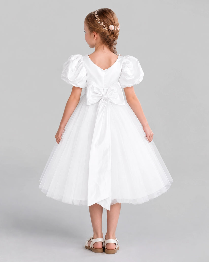 Ivory A-line Girls Formal Dresses Back