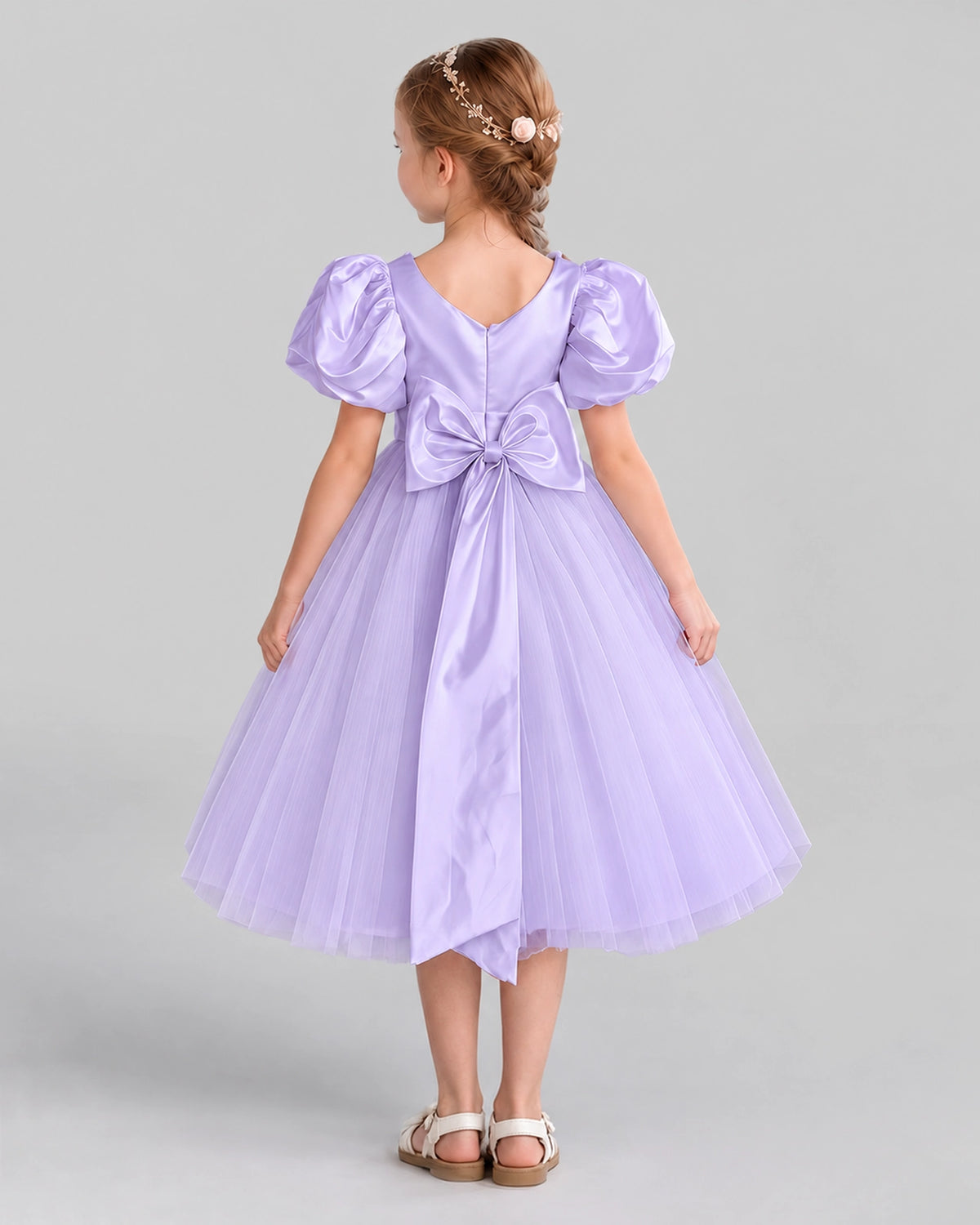 Lavender A-line Girls Formal Dresses Back