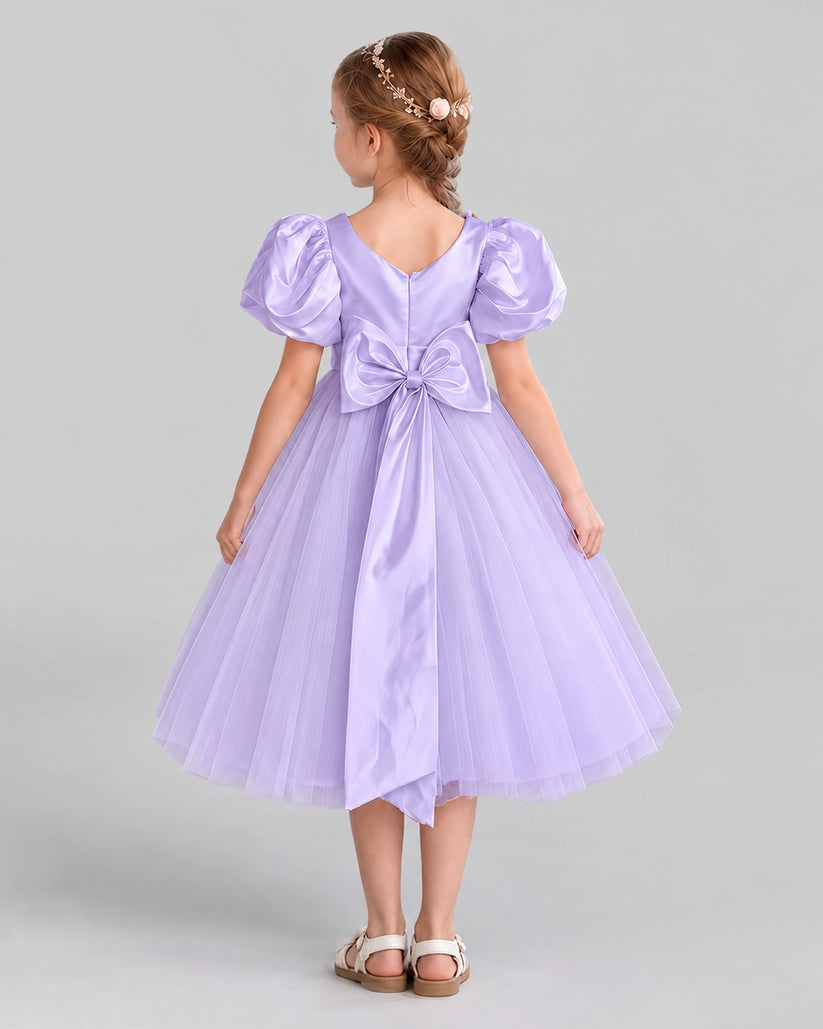 Lavender A-line Girls Formal Dresses Back