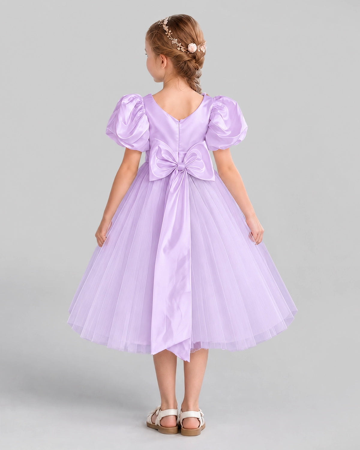 Lilac A-line Girls Formal Dresses Back