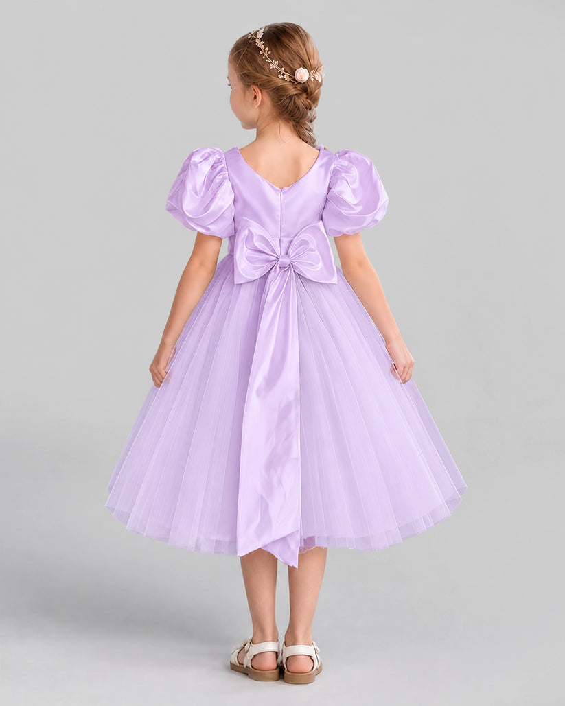 Lilac A-line Girls Formal Dresses Back