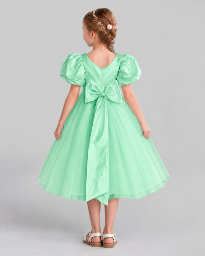 Mint Green A-line Girls Formal Dresses Back