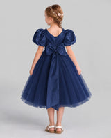 Navy Blue A-line Girls Formal Dresses Back