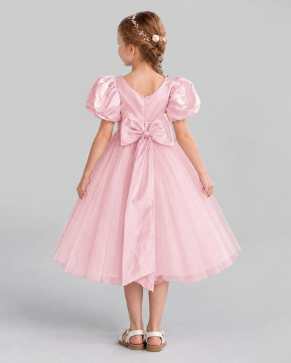 Pink A-line Girls Formal Dresses Back