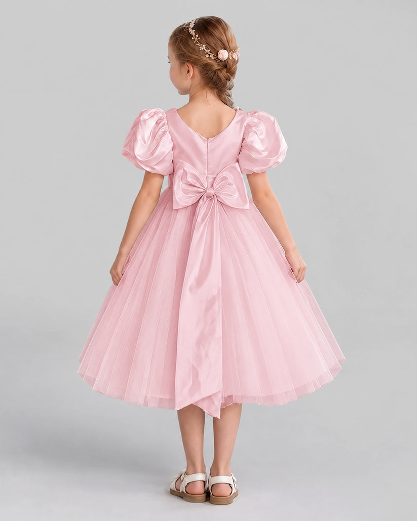 Pink A-line Girls Formal Dresses Back