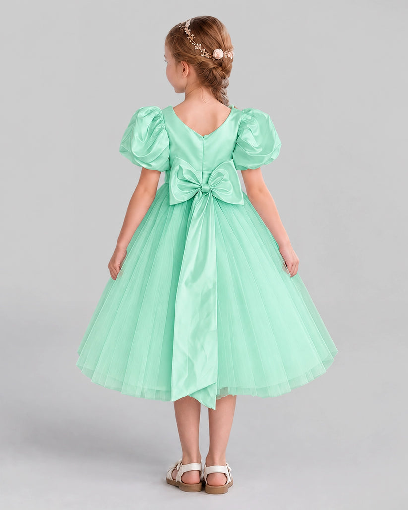 Turquoise A-line Girls Formal Dresses Back