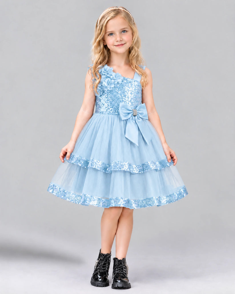 Baby Blue A-line Girls Formal Dress Front