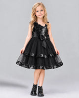 Black A-line Girls Formal Dress Front