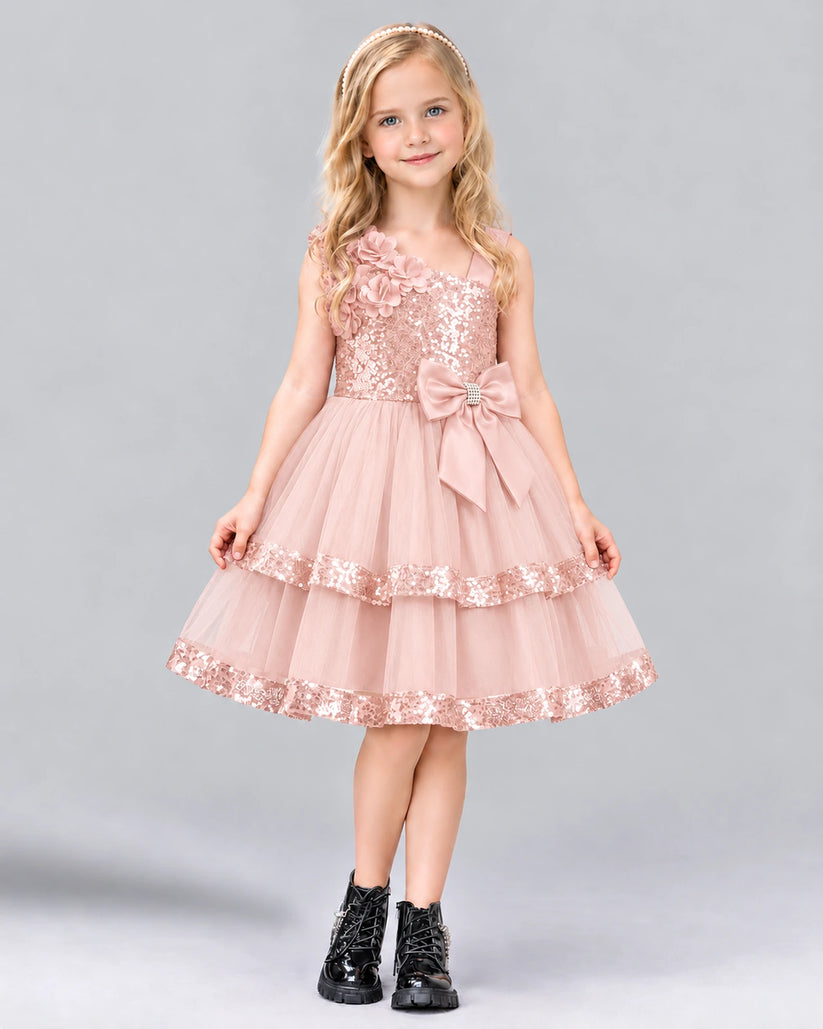 Blush Pink A-line Girls Formal Dress Front