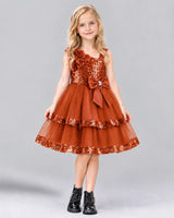 Burnt Orange A-line Girls Formal Dress Front