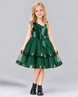Dark Green A-line Girls Formal Dress Front