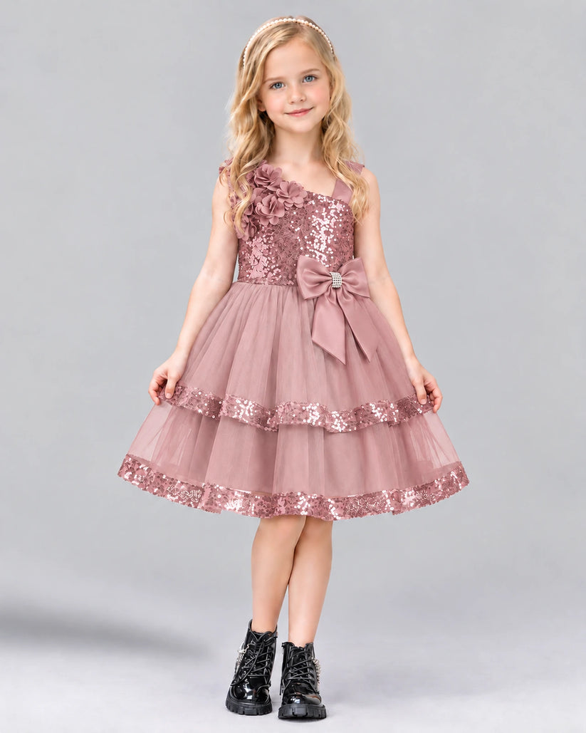 Dusty Rose A-line Girls Formal Dress Front