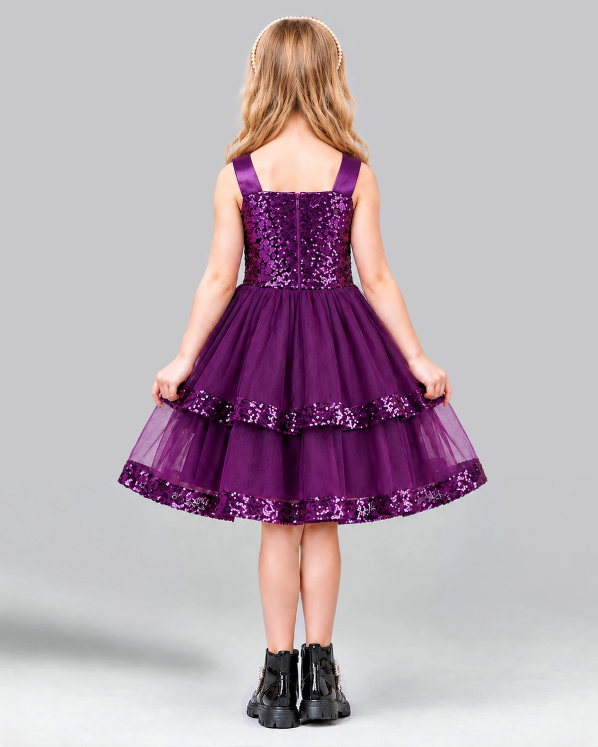 Grape A-line Girls Formal Dress Back [Shared]