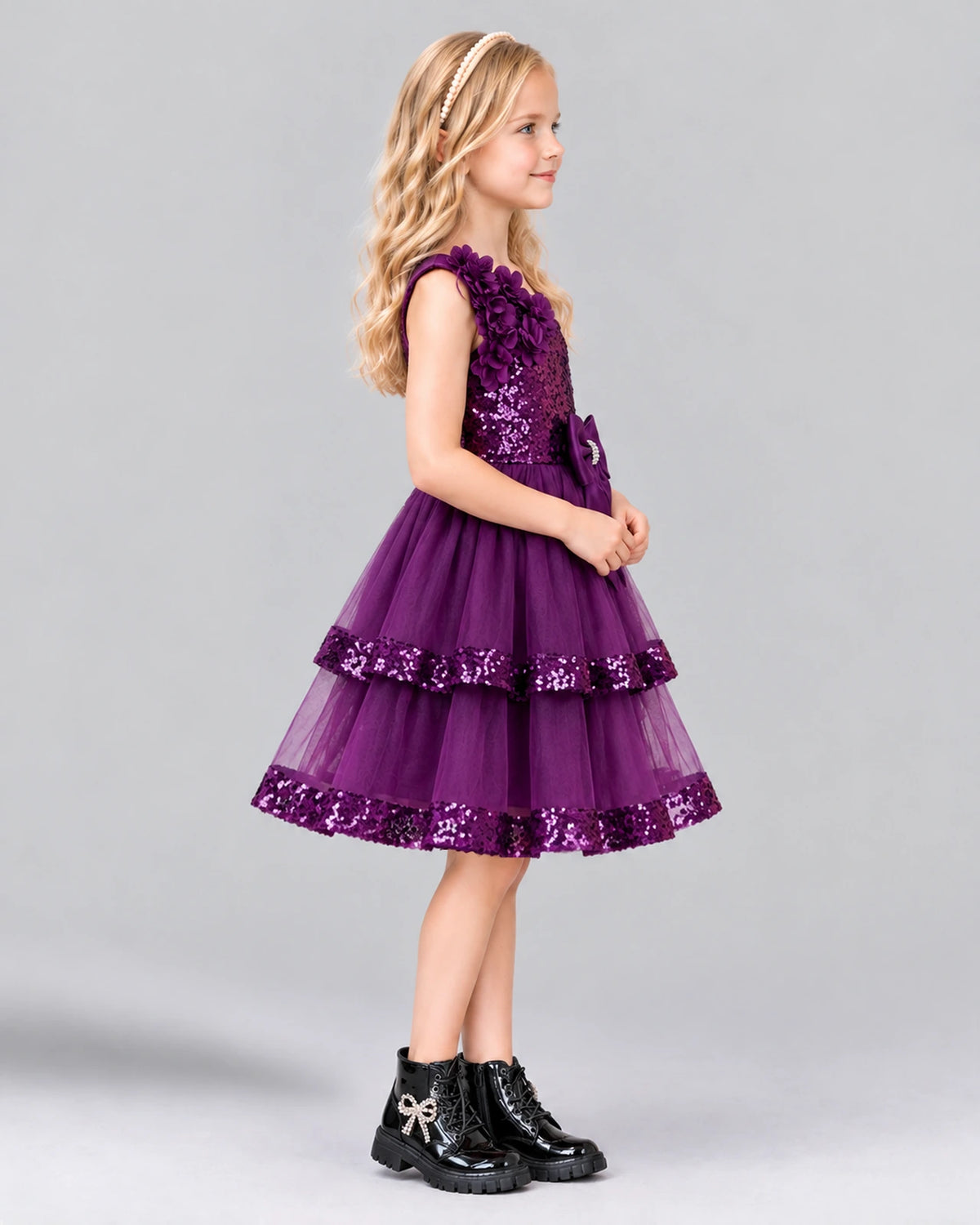 Grape A-line Girls Formal Dress Side [Shared]