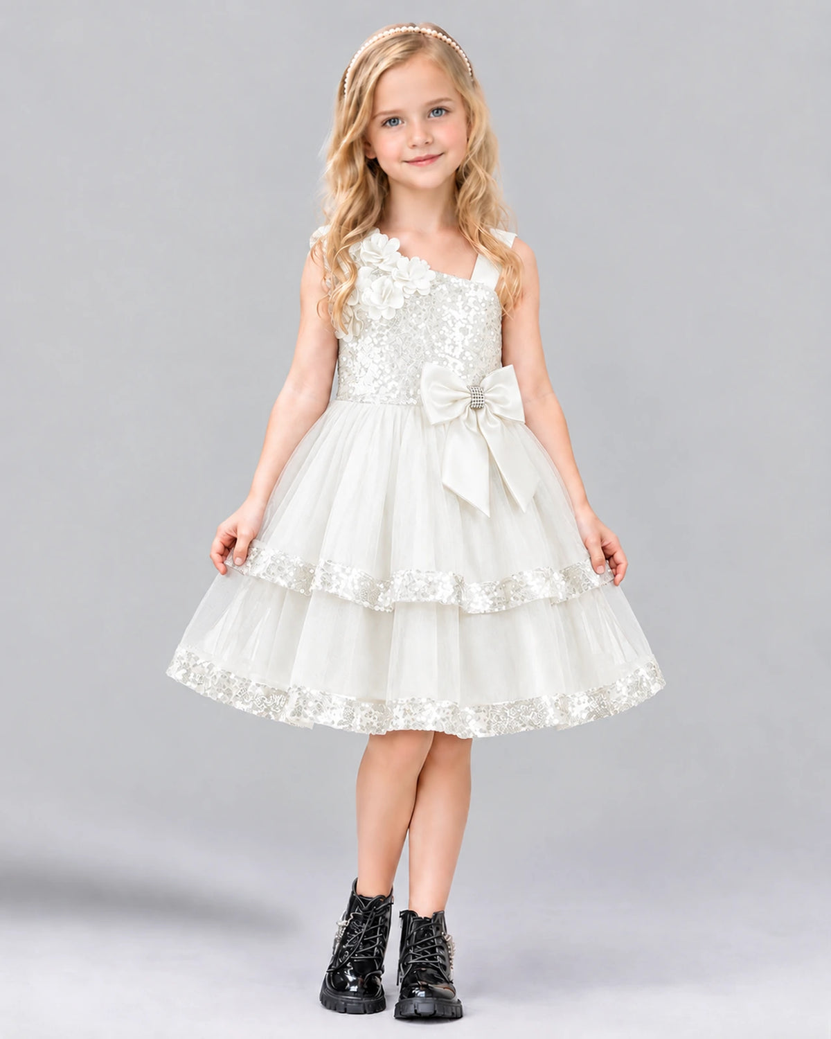 Ivory A-line Girls Formal Dress Front