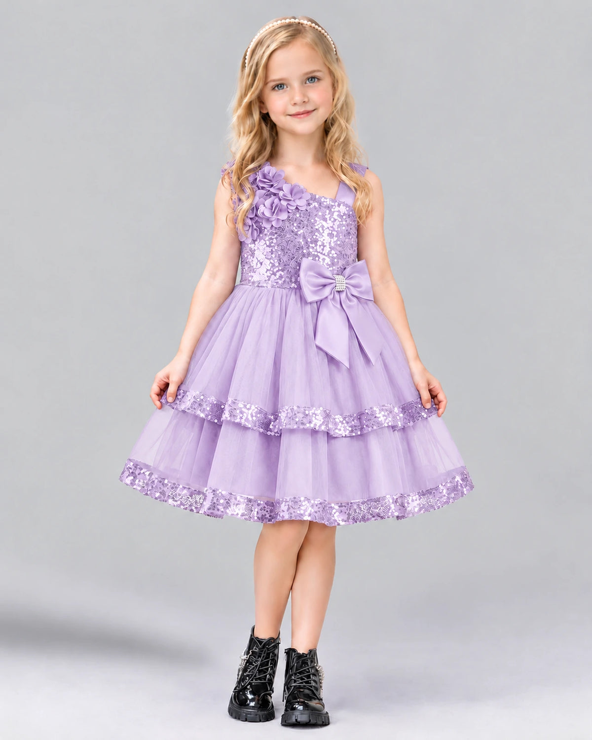 Lilac A-line Girls Formal Dress Front
