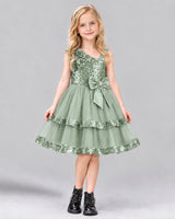 Sage Green A-line Girls Formal Dress Front