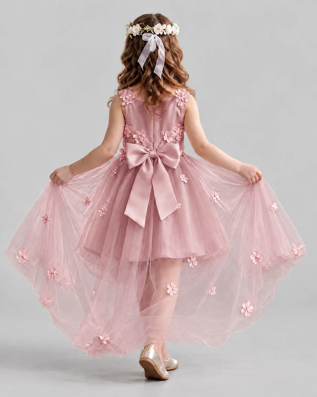 Blush Pink Ball Gown Flower Girl Dresses Back